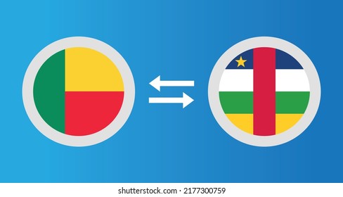 round icons with Benin and Central African Republic flag exchange rate concept graphic element Illustration template design
