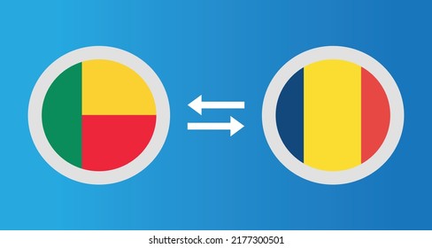 iconos redondos con el concepto de tipo de cambio del pabellón Benín y Chad elemento gráfico Ilustración diseño de la plantilla

