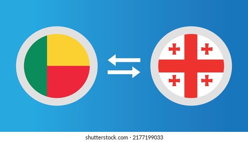 round icons with Benin and Georgia flag exchange rate concept graphic element Illustration template design
