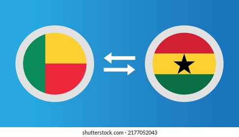 round icons with Benin and Ghana flag exchange rate concept graphic element Illustration template design
