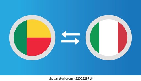 round icons with Benin and Italy flag exchange rate concept graphic element Illustration template design
