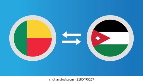 round icons with Benin and Jordan flag exchange rate concept graphic element Illustration template design
