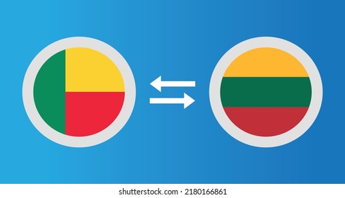 round icons with Benin and Lithuania flag exchange rate concept graphic element Illustration template design
