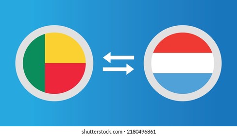 round icons with Benin and Luxembourg flag exchange rate concept graphic element Illustration template design
