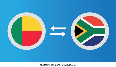round icons with Benin and South Africa flag exchange rate concept graphic element Illustration template design
