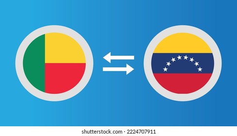 round icons with Benin and Venezuela flag exchange rate concept graphic element Illustration template design
