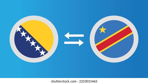 round icons with Bosnia and Herzegovina and Congo flag exchange rate concept graphic element Illustration template design
