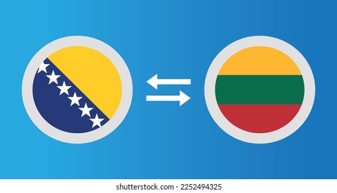 round icons with Bosnia and Herzegovina and Lithuania flag exchange rate concept graphic element Illustration template design
