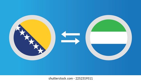 round icons with Bosnia and Herzegovina and Sierra Leone flag exchange rate concept graphic element Illustration template design
