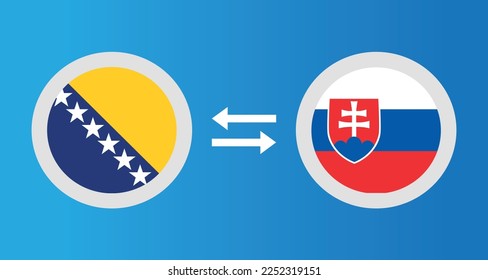 round icons with Bosnia and Herzegovina and Slovakia flag exchange rate concept graphic element Illustration template design
