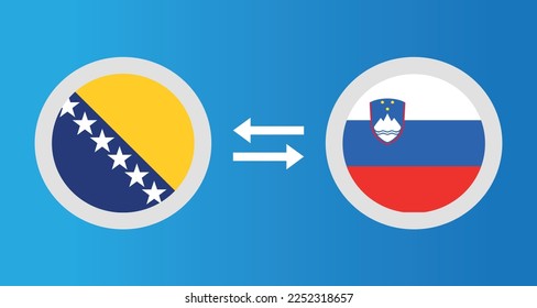 round icons with Bosnia and Herzegovina and Slovenia flag exchange rate concept graphic element Illustration template design
