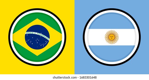 round icons, brazil and argentina flags