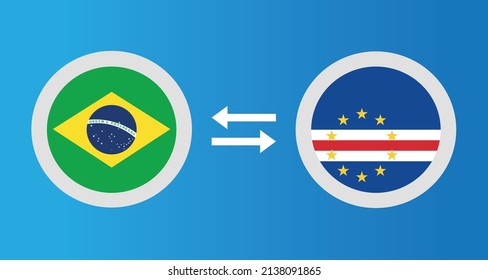 round icons with Brazil and Cape Verde flag exchange rate concept graphic element Illustration template design
