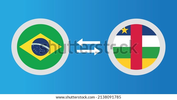 round icons with Brazil and Central African\
Republic flag exchange rate concept graphic element Illustration\
template design\
