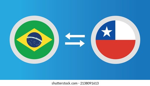 round icons with Brazil and Chile flag exchange rate concept graphic element Illustration template design
