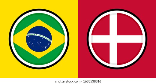 round icons, brazil and denmark flags