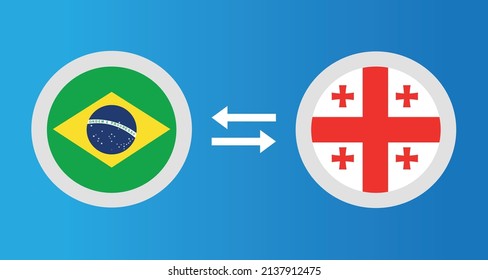 round icons with Brazil and Georgia flag exchange rate concept graphic element Illustration template design
