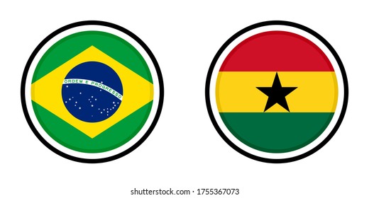 round icons with brazil and ghana flags