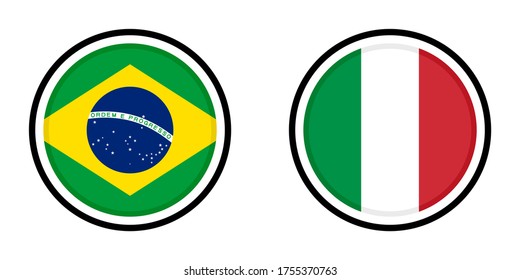 round icons with brazil and italy flags