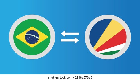 round icons with Brazil and Seychelles flag exchange rate concept graphic element Illustration template design
