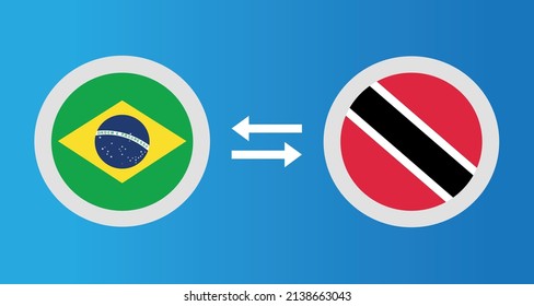 round icons with Brazil and Trinidad and Tobago flag exchange rate concept graphic element Illustration template design
