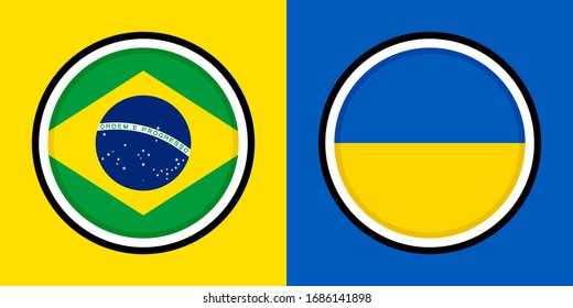 round icons, brazil and ukraine flags