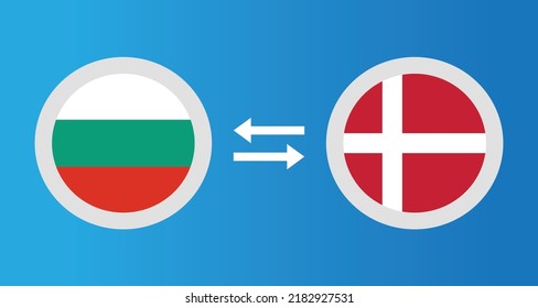 round icons with Bulgaria and Denmark flag exchange rate concept graphic element Illustration template design

