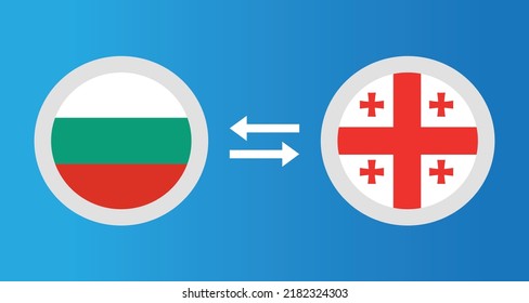 round icons with Bulgaria and Georgia flag exchange rate concept graphic element Illustration template design
