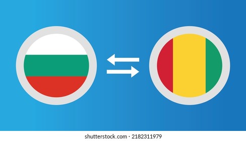 round icons with Bulgaria and Guinea flag exchange rate concept graphic element Illustration template design
