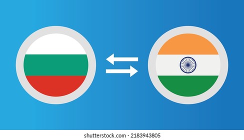 round icons with Bulgaria and India flag exchange rate concept graphic element Illustration template design
