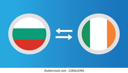 round icons with Bulgaria and Ireland flag exchange rate concept graphic element Illustration template design
