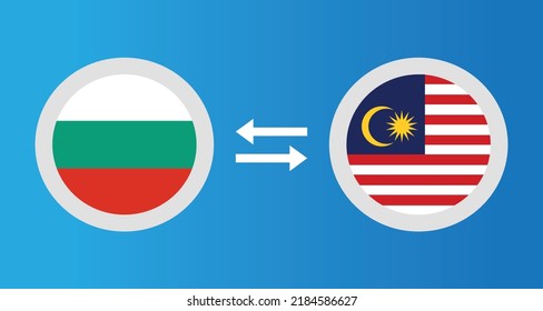 round icons with Bulgaria and Malaysia flag exchange rate concept graphic element Illustration template design
