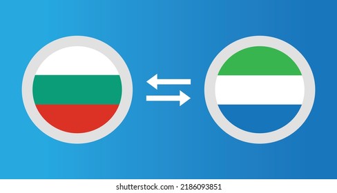 round icons with Bulgaria and Sierra Leone flag exchange rate concept graphic element Illustration template design
