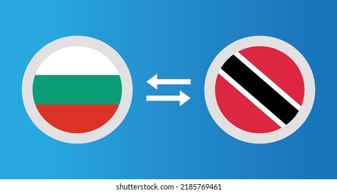 round icons with Bulgaria and Trinidad and Tobago flag exchange rate concept graphic element Illustration template design
