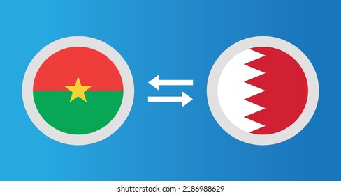 Rundsymbole mit Burkina Faso und Bahrain Flag Wechselkurs-Konzept Grafikelement Illustration Vorlage Design
