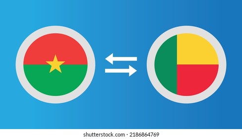 Rundsymbole mit Burkina Faso und Benin Flag Wechselkurs-Konzept Grafikelement Illustration Vorlage Design
