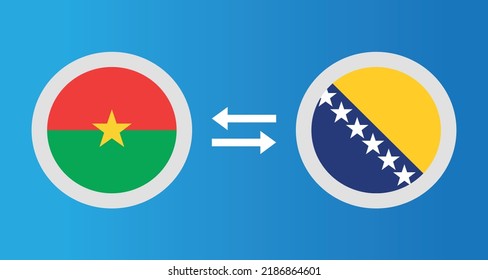 Rundsymbole mit Burkina Faso und Bosnien-Herzegowina Flaggenwechselkurs-Konzept Grafik-Element Illustration Vorlage Design
