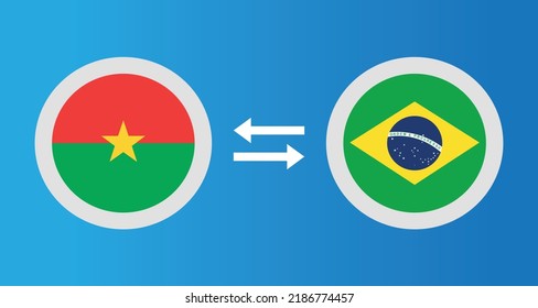 round icons with Burkina Faso and Brazil flag exchange rate concept graphic element Illustration template design
