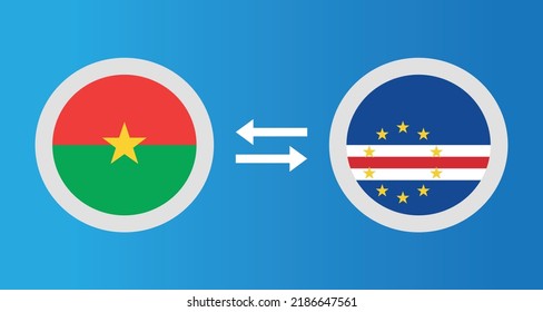 round icons with Burkina Faso and Cape Verde flag exchange rate concept graphic element Illustration template design
