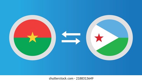 Rundsymbole mit Burkina Faso und Djibouti Flaggen-Wechselkurs-Konzept Grafikelement Illustration Vorlage Design
