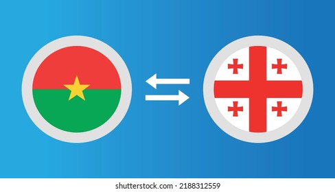 Rundsymbole mit Burkina Faso und Georgia Flag Wechselkurs-Konzept Grafikelement Illustration Vorlage Design
