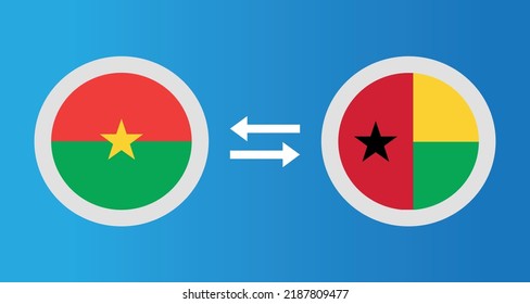 round icons with Burkina Faso and Guinea-Bissau flag exchange rate concept graphic element Illustration template design
