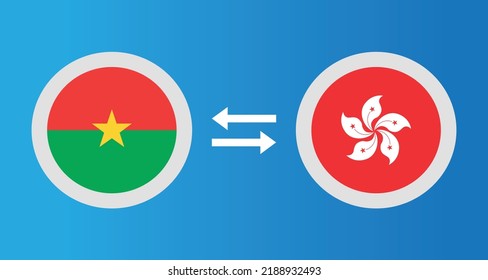 Rundsymbole mit Burkina Faso und Hong Kong Flaggen-Wechselkurs-Konzept Grafikelement Illustration Vorlage Design
