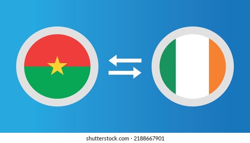 Rundsymbole mit Burkina Faso und Irland Flaggen-Wechselkurs-Konzept Grafikelement Illustration Vorlage Design
