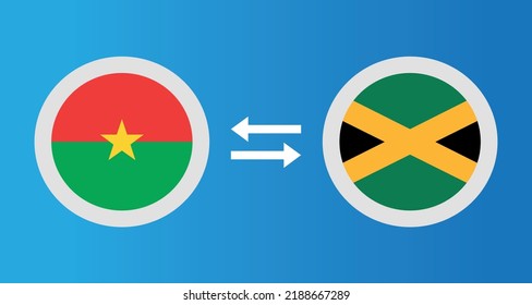 Rundsymbole mit Burkina Faso und Jamaica Flaggenwechselkurs Konzept Grafik Element Illustration Vorlage Design
