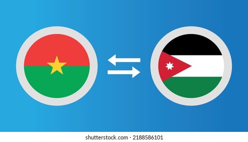 Rundsymbole mit Burkina Faso und Jordan Flag Wechselkurs-Konzept Grafikelement Illustration Vorlage Design
