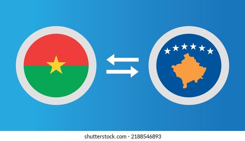 Rundsymbole mit Burkina Faso und dem kosovarischen Flaggenwechselkurs Grafikelement Illustration Template Design
