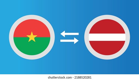 Rundsymbole mit Burkina Faso und Lettland Flaggen-Wechselkurs-Konzept Grafikelement Illustration Vorlage Design
