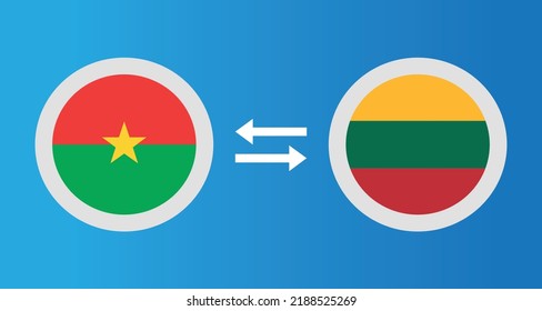 Rundsymbole mit Burkina Faso und Litauen Flaggenwechselkurs Konzept Grafikelement Illustration Vorlage Design
