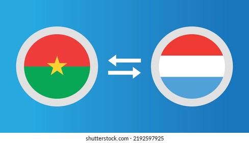 Rundsymbole mit Burkina Faso und Luxemburg Flaggenwechselkonzept Grafikelement Illustration Template Design
